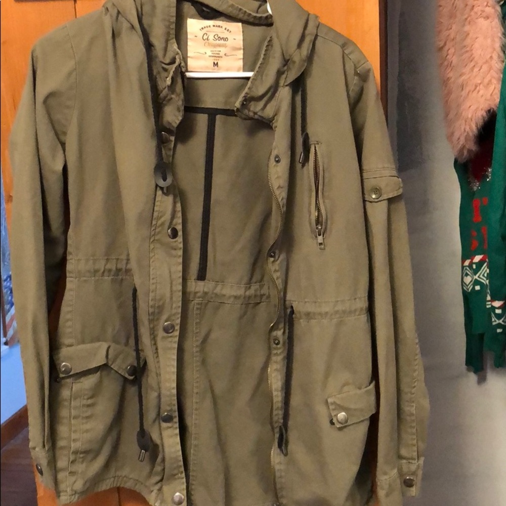Zip up jacket.